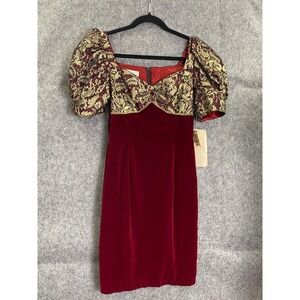 NWT Scott McClintock Velvet‎ Brocade Puff Sleeve Cocktail Dress 90s Vintage Sz 4
